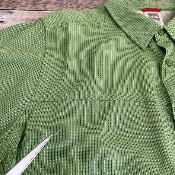 The North Face Shirt Mens M Button Front Hiking Outdoor Green Check Short Sleeve - Picture 7 of 12